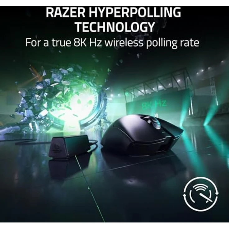 Razer DeathAdder V3 Pro + HyperPolling Wireless-Adapter - Ultra leichte E-Sport-Maus mit echten 8K Hz kabelloser Abtastrate (63 gr, Optischer Focus Pro 30K, Optische Switches 3. Gen) Schwarz – Bild 5