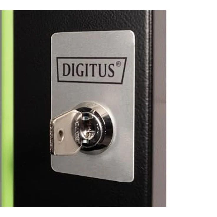 DIGITUS Glas-Ersatztür für Unique Netzwerkschrank, 12 HE, Sicherheitsglas mit Schloss und Schlüssel, Schwarz – Bild 3
