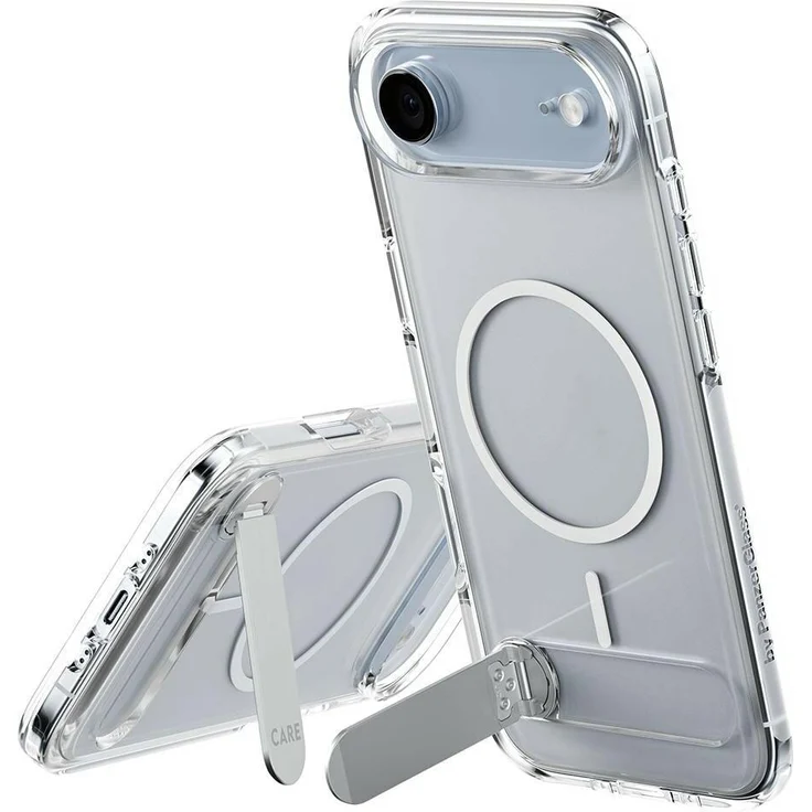 PanzerGlass Kickstand Case für Apple iPhone Air, transparente Smartphone-Hülle aus recyceltem Material mit Sturzsicherheit bis 4,8 Meter und Soft-touch-Oberfläche