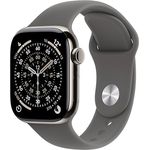 Apple Watch Series 11 Cellular, 42 mm, Titaniumgehäuse Natur, Sportarmband Grau - S/M