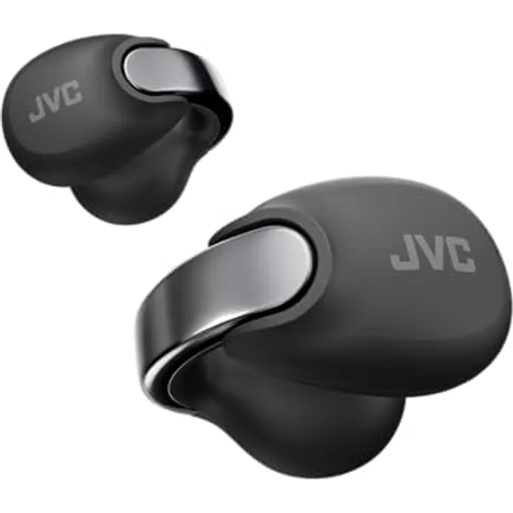 JVC NEARPHONES HA-NP1T-B True Wireless Ohrhörer im Schmuckdesign, Bequeme Passform, Schnellladefunktion, Multipoint-Verbindung, Bluetooth 5.3, 24 Std. Akkulaufzeit - Tiefschwarz