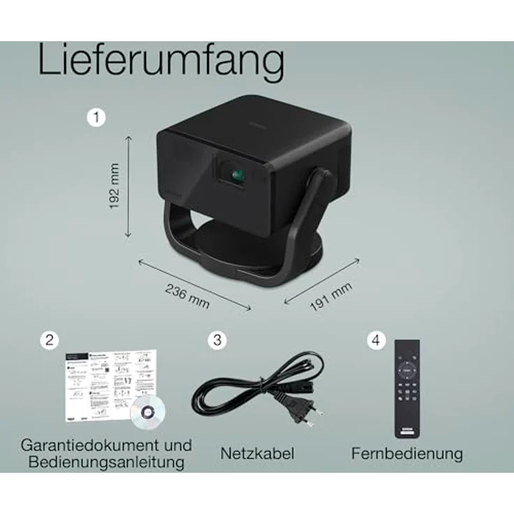 Epson EpicVision EF-22B tragbarer Mini-Laserprojektor, Full-HD 1.080, 3LCD, 1.000 Lumen, bis zu 150-Zoll-Projektionsfläche, Bluetooth-Lautsprecher, Chromecast, Google TV, Standfuß, schwarz – Bild 3