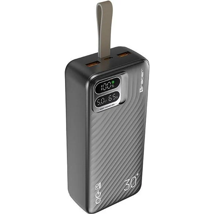 Tracer 47505 Blaze 30000mAh Power Bank, 65W, Quick Charge 3.0, USB-C, schwarz