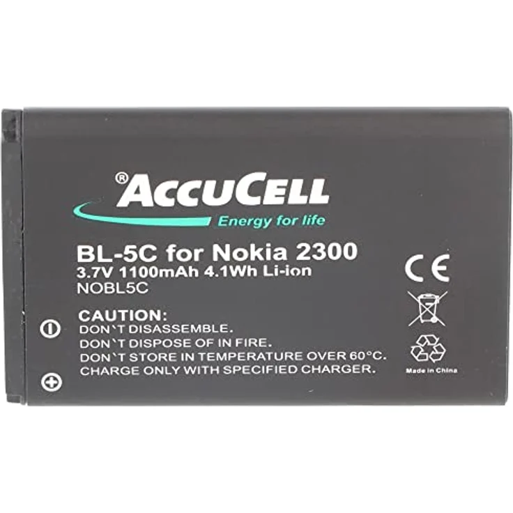AccuCell Li-Ion Akku 1100mAh 3.7V für Handy Avus MMDR 12, V2 Nokia BL-5C, 1000059, BS-16, MP-S-A1, kompakt und leistungsstark – Bild 5