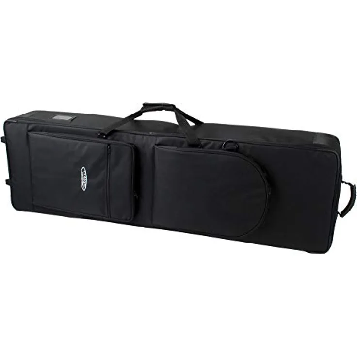 Classic Cantabile Keyboardtasche mit Rollen 129cm schwarz (robuster Gigbag, Innenmaße, 129 x 36 x 16 cm, doppelt gesponnenes und verwebtes Nylongewebe, verklettbarer Tragegriff, 2 große Außentaschen)