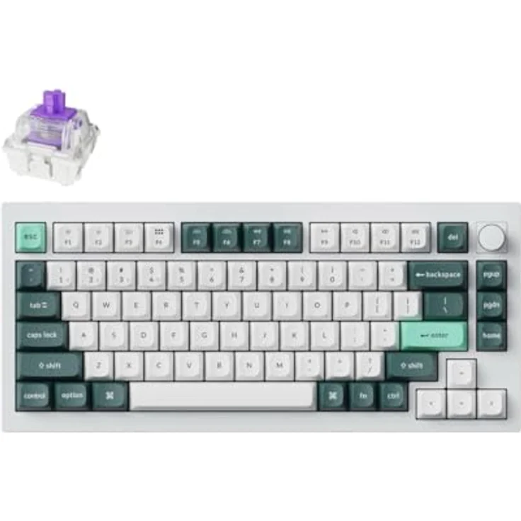 Keychron Q1 HE Kabellose Mechanische Tastatur mit Hall Effect Gateron Double-Rail Magnetic Switch Nebula, Rapid Trigger, 2.4 GHz Bluetooth RGB Kompatibel mit Mac Windows Linux - Weiß – Bild 1