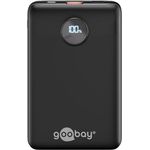 goobay Powerbank kompakt 10.000 mAh, Schwarz, für Smartphone, Tablet, Kopfhörer, Parallelladen von 2 Geräten, Quick Charge, Power Delivery