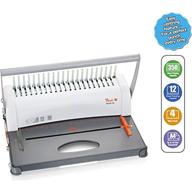 Peach PB200-30 Plastikbindegerät | Star Binder Pro - DIN-A4 | Preis--Leistungs-Sieger | bindet 350 Blatt | max. 38 mm Binderücken | 12 Blatt Stanzkapazität | inkl. 15-teiligem Starterset – Bild 4