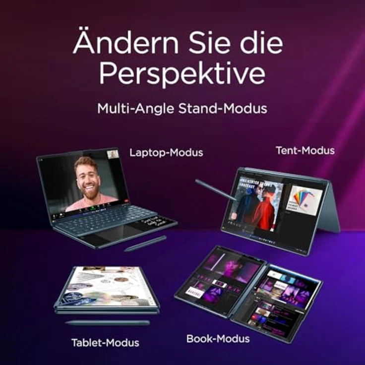LENOVO Yoga Book 9 14IAH10, 14 Zoll Hybrid Laptop mit Intel® Core™ Ultra 285H, 32 GB RAM, 1 TB SSD, Touchscreen, Türkis – Bild 9