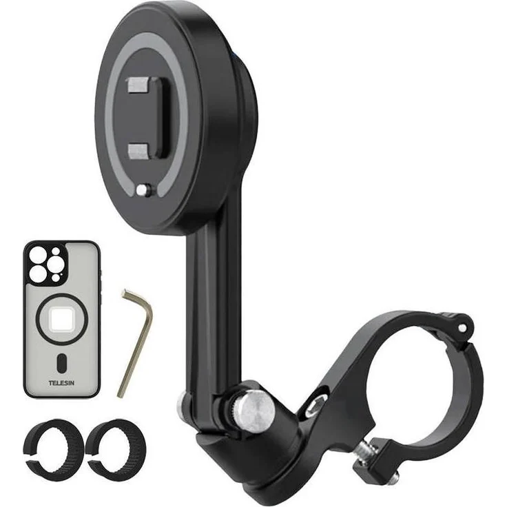 Telesin Motorcycle Photography Shock Mount für iPhone 15 Pro, Stossdämpfende Smartphone Halterung mit Schnellverschluss und MagSafe-Kompatibilität