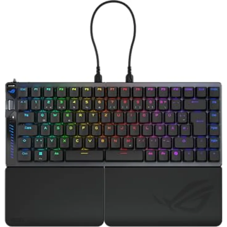 ASUS ROG Falcata DE, Split-Tastatur mit Hot-Swap ROG HFX V2 Switches, 8K Wireless und abnehmbaren Handgelenkstützen