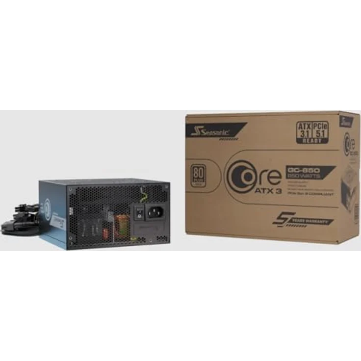 Seasonic CORE GC-850 ATX3, 850W Netzteil mit 80 PLUS Gold-Zertifizierung, aktive Kühlung, schwarz – Bild 1