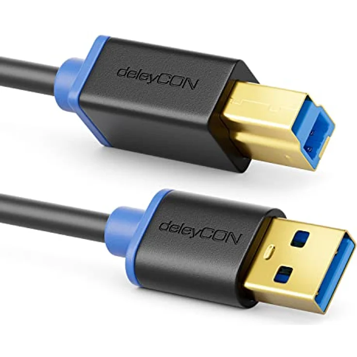 deleyCON 1m USB 3.0 Super Speed Kabel USB A-Stecker zu USB B-Stecker Datenkabel bis zu 5 Gbit/s für z.B. Drucker Scanner Multifunktionsdruckern Schwarz – Bild 3