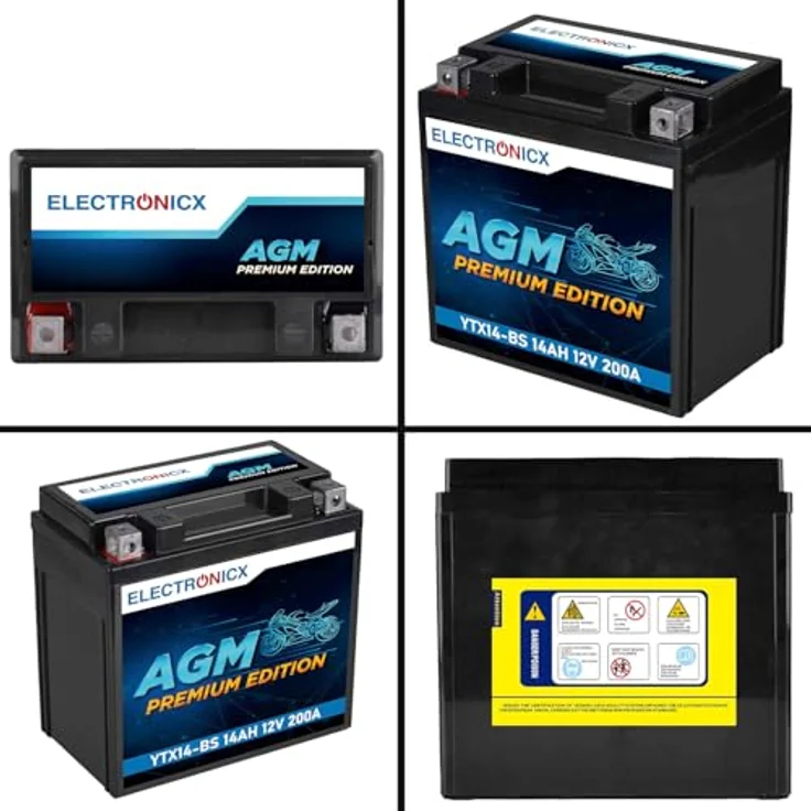 Electronicx YTX14-BS AGM Motorradbatterie 14Ah 12V 210A, wartungsfrei, rüttelfest, auslaufsicher für Motorrad, Roller, Quad und ATV – Bild 9