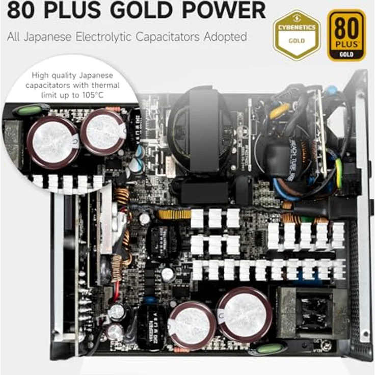 PCCOOLER CPS YS1200 Netzteil, 1200W 80 Plus Gold, vollständig modular, PCIe 5.1 & ATX 3.1, 135mm FDB-Lüfter, voll japanische Elektrolytkondensatoren – Bild 4