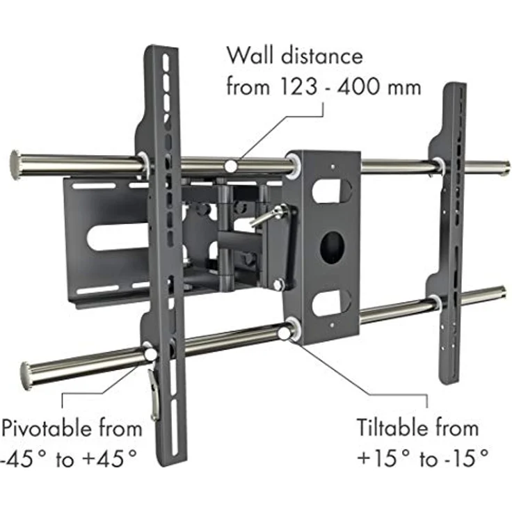 SCHWAIGER LWH603D 011 TV-Wandhalterung für Flachbildschirme mit 94-178 cm (37-70 Zoll), Halterung für LCD LED TFT Plasma, max. Belastung 60 kg, schwarz – Bild 3