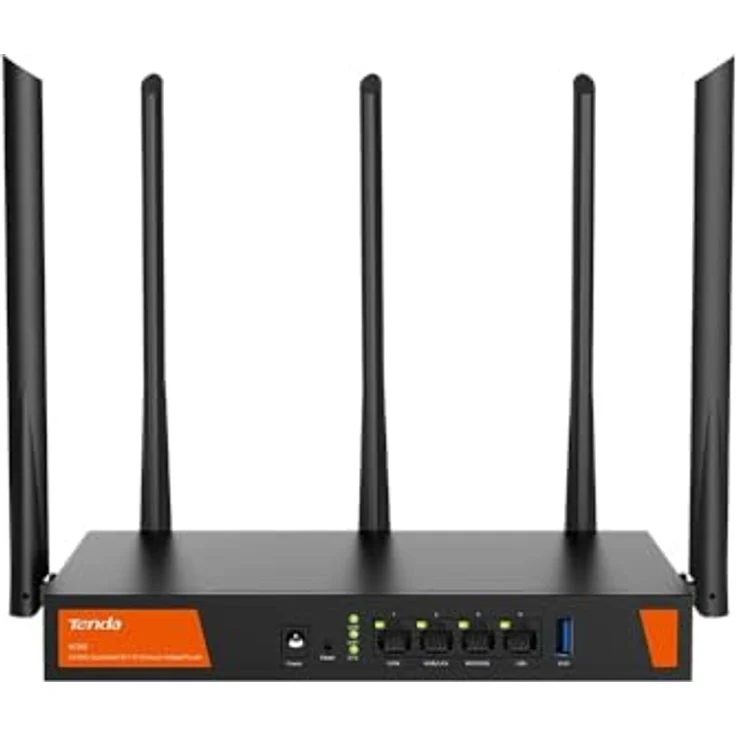 Tenda W30E AX3000 WLAN-Router, Dual-Band (2,4 GHz/5 GHz), 2402 Mbit/s, Wi-Fi 6, 5 externe Antennen, Schwarz – Bild 1