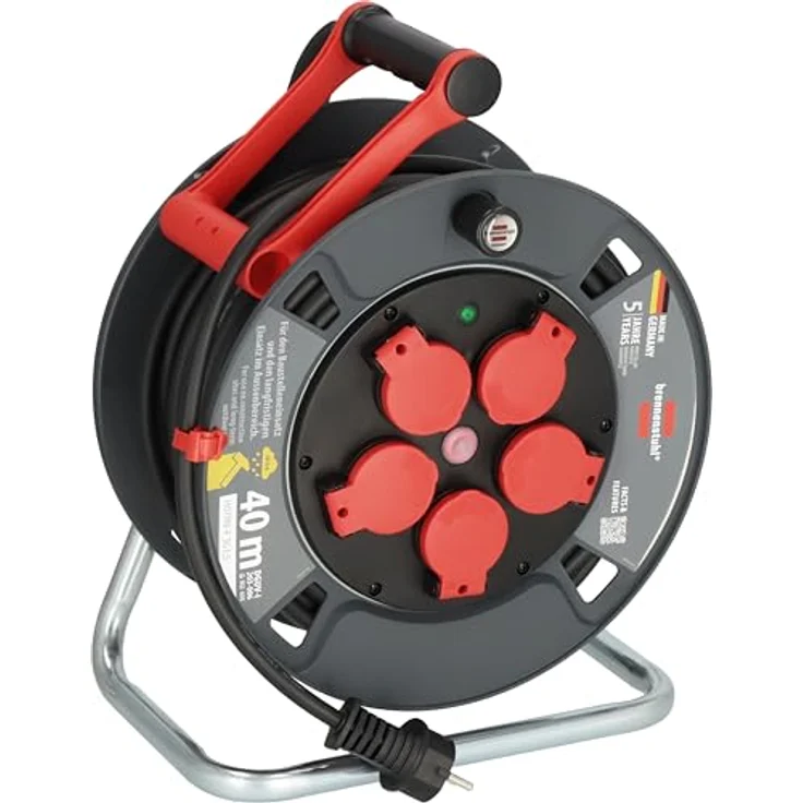 Brennenstuhl Professional Kabeltrommel 300 KU 4100, 40m Schwarz, Spezialkunststoff, für Baustelle und Außenbereich, Made in Germany – Bild 1