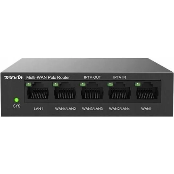 Tenda G0-5G-PoE Router, Gigabit Ethernet mit 5 RJ45-Anschlüssen, Schwarz