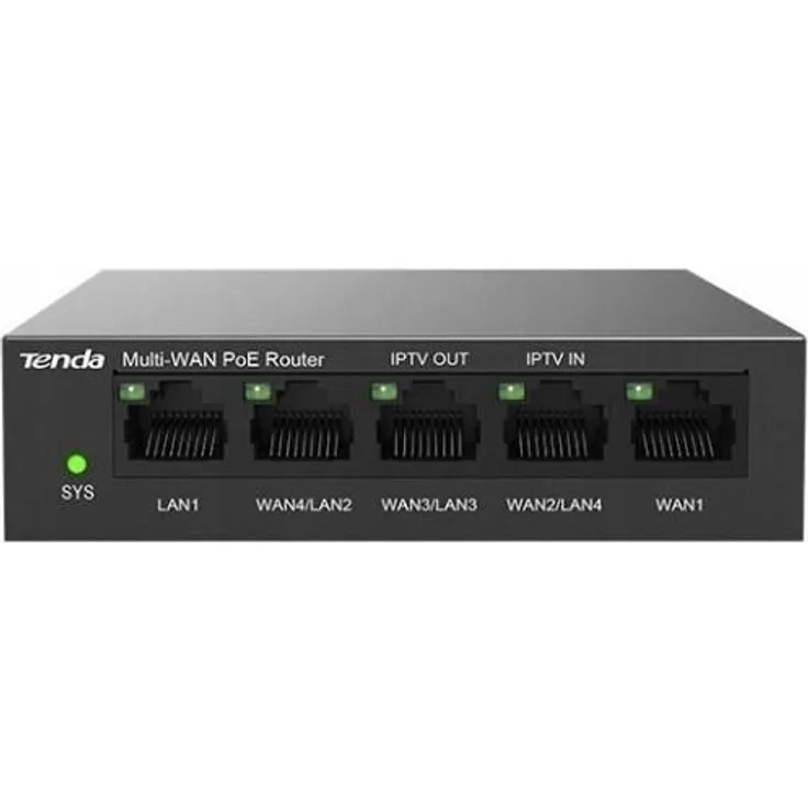 Tenda G0-5G-PoE Router, Gigabit Ethernet mit 5 RJ45-Anschlüssen, Schwarz