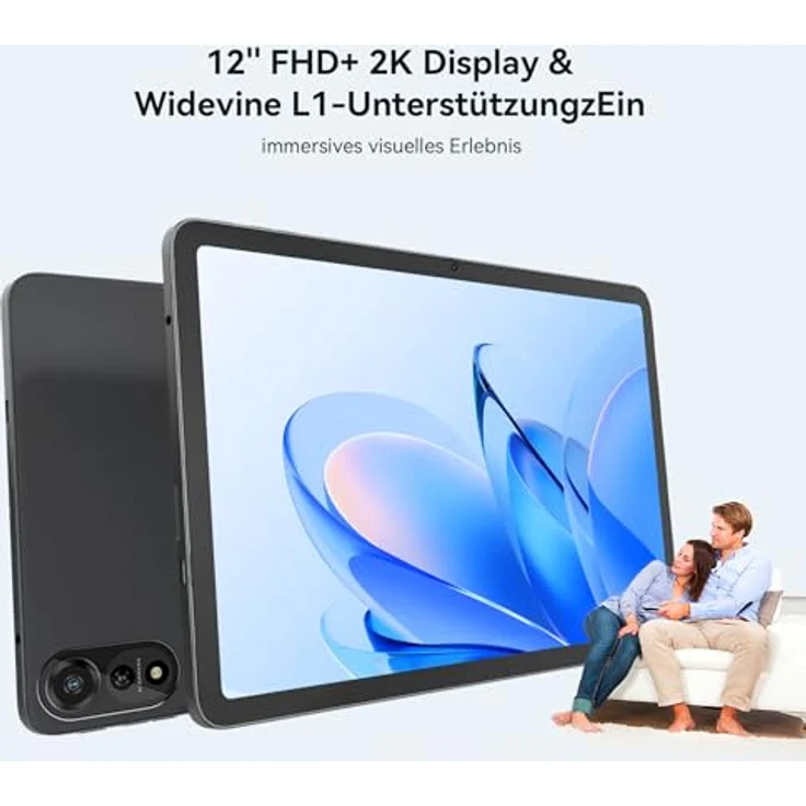 Blackview Mega2 Android 15 Tablet 12 Zoll, 24GB RAM+256GB ROM, 2K FHD, Dual 4G LTE+5G WiFi, Octa Core T615, 9000 mAh Akku, WideVine L1, Dual Kamera, Face ID, GPS - Schwarz – Bild 3