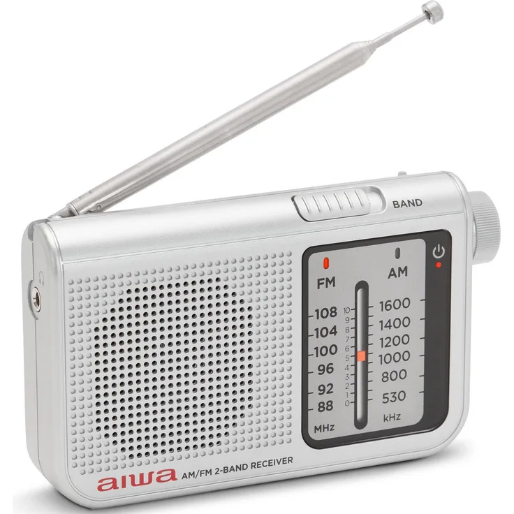 Aiwa RS-55SL, Tragbares Analogradio mit AM/FM Empfang, silber, Kopfhöreranschluss