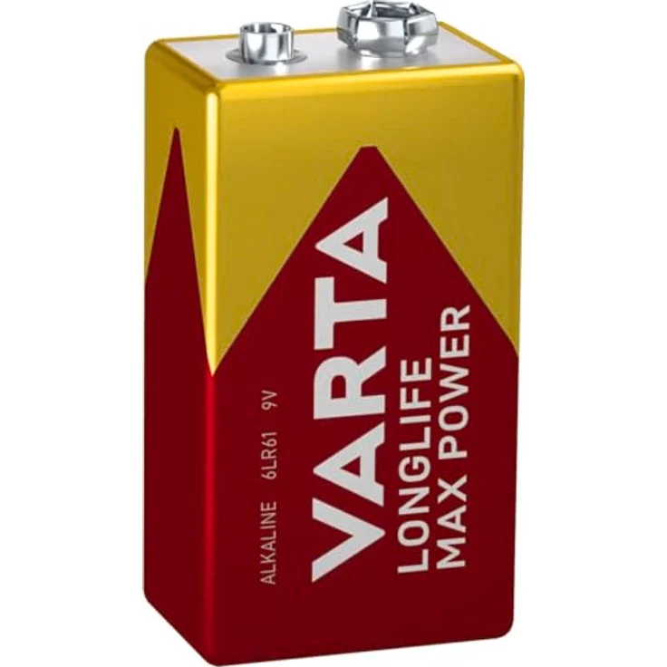VARTA Longlife Max Power 9V Block 6LR61 Batterie, Alkaline E-Block Batterien ideal für Feuermelder Rauchmelder Stimmgerät (1er Pack) – Bild 2