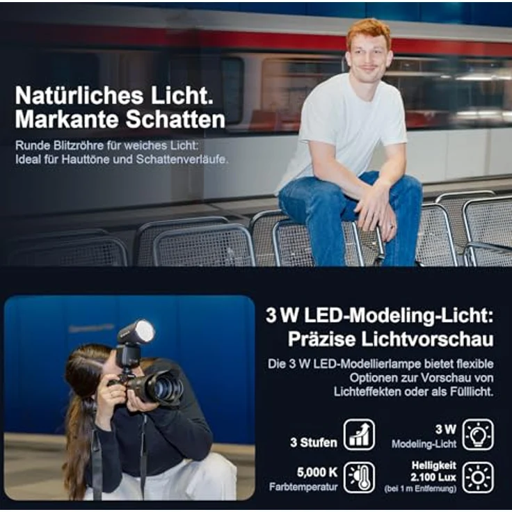 Rollei HS Freeze 1X, Aufsteckblitz mit 100W Leistung, Leitzahl 60, HD-Touchdisplay, 480 Auslösungen pro Ladung, kompatibel mit Canon, Nikon, Fuji, Panasonic und Olympus – Bild 4
