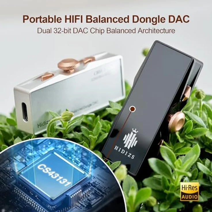 Générique HIDIZS S8 Pro Robin Kopfhörerverstärker Tragbarer HiFi Balanced Dongle DAC für iPod Android PC mit Windows/Mac OS/iOS/iPad OS/Harmony OS System, Silber, Dual-DAC-Symmetrische-Decoder-Architektur – Bild 2