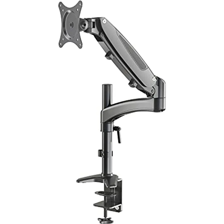 K&M 23873 Bildschirm-Halter Schwarz, Stahl - Flexible Schreibtisch-Halterung für Monitore bis 32 Zoll, Tischplatten bis 8,5 cm