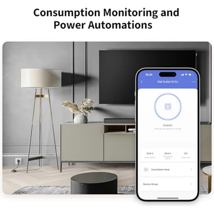 Aqara Wandsteckdose H2 EU mit Matter, Zigbee 3.0 HUB erfordert, 16A, Energieüberwachung und Stromschutz, mit Timer, Timer-Modus und Sprachsteuerung, HomeKit unterstützt, Alexa, Google Home und IFTTT, weiß – Bild 4