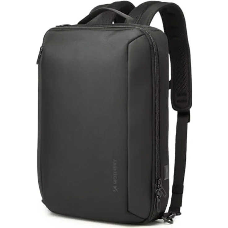 WOZINSKY Premium 2in1 Rucksack & Tasche, Wasserdicht, für Laptop bis 15,6", mit USB-Port, Schwarz