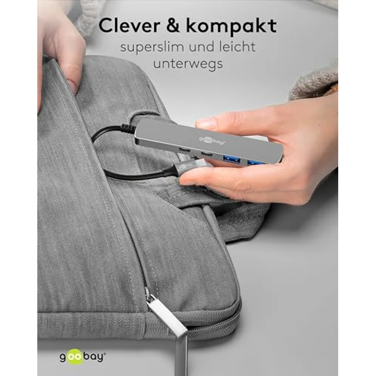 goobay USB C 3.2 Hub, 2xUSB-C/2xUSB-A Anschlüsse, SuperSpeed-Datenraten bis 5 Gbit/s, kompatibel mit Windows/Linux/macOS, kompaktes Design - 79159 – Bild 4