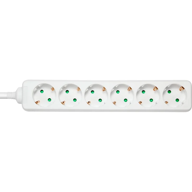 Deltaco GT-0602 Steckdosenleiste, 6 AC Ausgänge, 5 m Kabel, weiß, mit erhöhtem Berührungsschutz und Kindersicherung