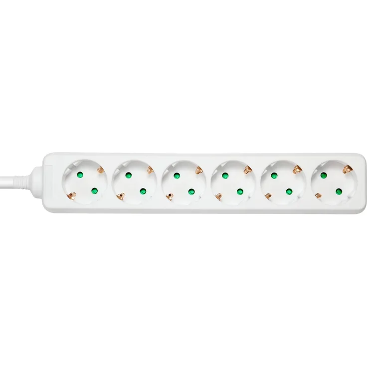 Deltaco GT-0602 Steckdosenleiste, 6 AC Ausgänge, 5 m Kabel, weiß, mit erhöhtem Berührungsschutz und Kindersicherung