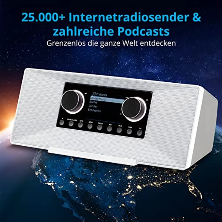 MEDION P85333 Internetradio mit DAB+ (WLAN, UKW, Spotify Connect, Amazon Music, USB, Kopfhörer-Anschluss, AUX, Stereo Line-Out Cinch, Sleep Timer) weiß – Bild 2