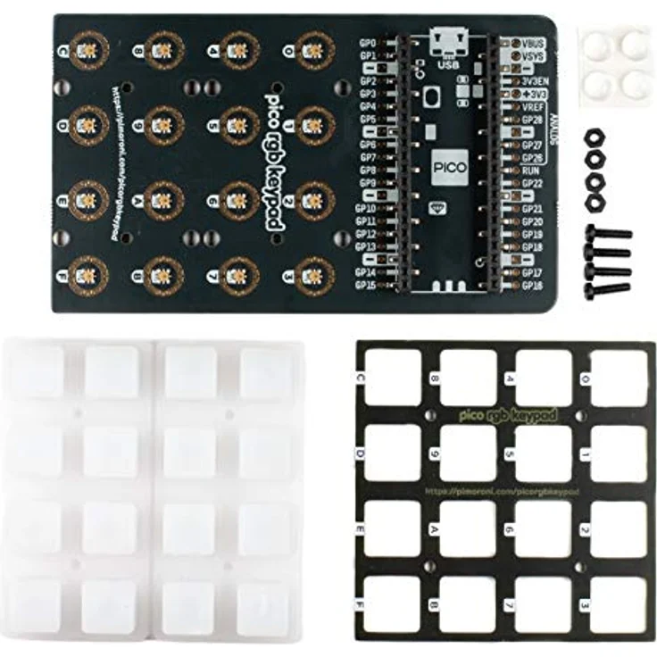 Pimoroni Pico RGB-Tastatur-Basis, 4x4 Silikon-Tastatur mit 16 adressierbaren RGB-LEDs, kompatibel mit Raspberry Pi Pico – Bild 3