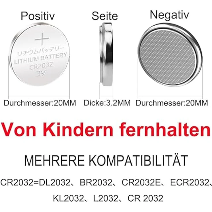 GutAlkaLi CR2032 Lithium Knopfzellen, 20 Stück 3V Hochkapazität 240 mAh für Uhren und Elektronik – Bild 4