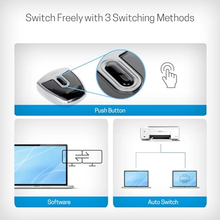 ATEN 2-Port USB 2.0 Peripheral Switch, Schwarz/Silber, Zugriff auf USB-Peripheriegeräte, automatische Portumschaltung, 480 Mbps – Bild 5