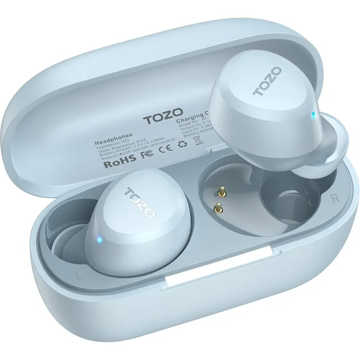 TOZO A1, Kabellose In-Ear Kopfhörer mit Bluetooth 5.3, 30h Laufzeit, Deep Bass, IPX5, leicht & komfortabel, Schwarz