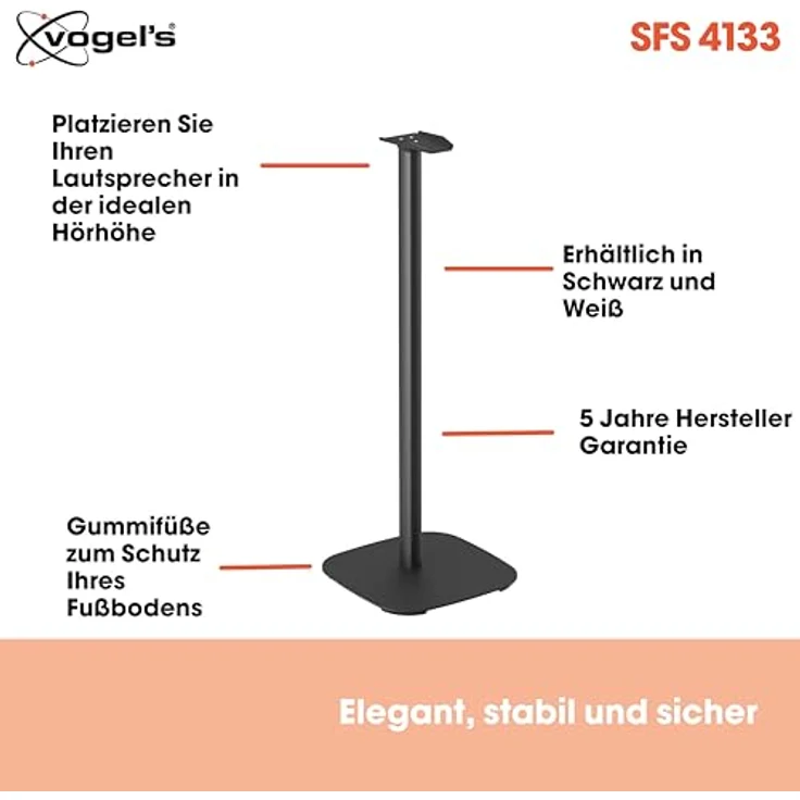 Vogel's SFS 4133 Lautsprecher Ständer für Sonos ERA300, Cable Inlay System, Höhe: 82 cm, Max. 5 kg, Schwarz – Bild 4