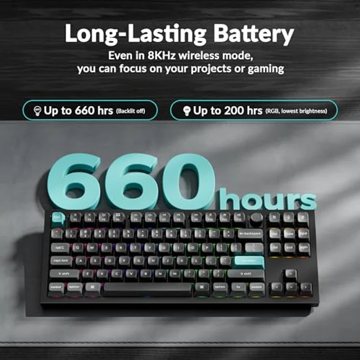 Keychron Q3 Ultra, Mechanische TKL Gaming-Tastatur mit 8000Hz Polling Frequenz, 2.4GHz Bluetooth, CNC Aluminiumgehäuse, Hot Swap kompatibel, OSA Double Tastenkappen, RGB-Hintergrundbeleuchtung – Bild 4