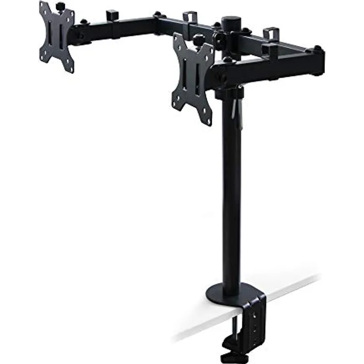 Emuca - Doppelter Monitorständer 13 bis 32 Zoll für Tisch, Gelenkarm, Desktop-Monitor bis 8 kg, höhenverstellbar, kippbar und um 360 ° drehbar, MAX VESA 75x75mm-100x100 mm, schwarzer Stahl