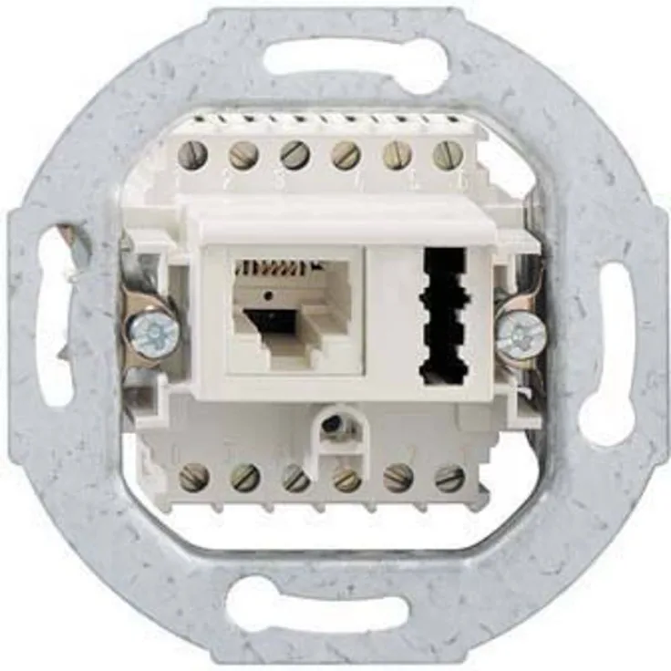 Rutenbeck IAE/UAE8(6)#13311401 Telefondose, Kombinations-Anschluss-Einheit für 2 Terminals, 2 x 6-polig, Schraubbefestigung, reinweiß