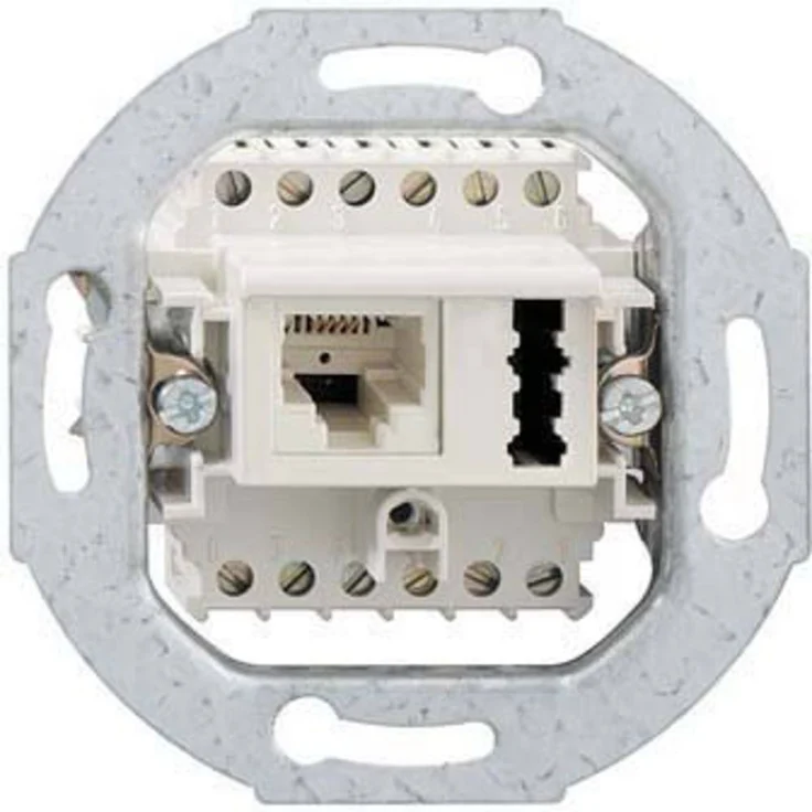 Rutenbeck IAE/UAE8(6)#13311401 Telefondose, Kombinations-Anschluss-Einheit für 2 Terminals, 2 x 6-polig, Schraubbefestigung, reinweiß – Bild 1