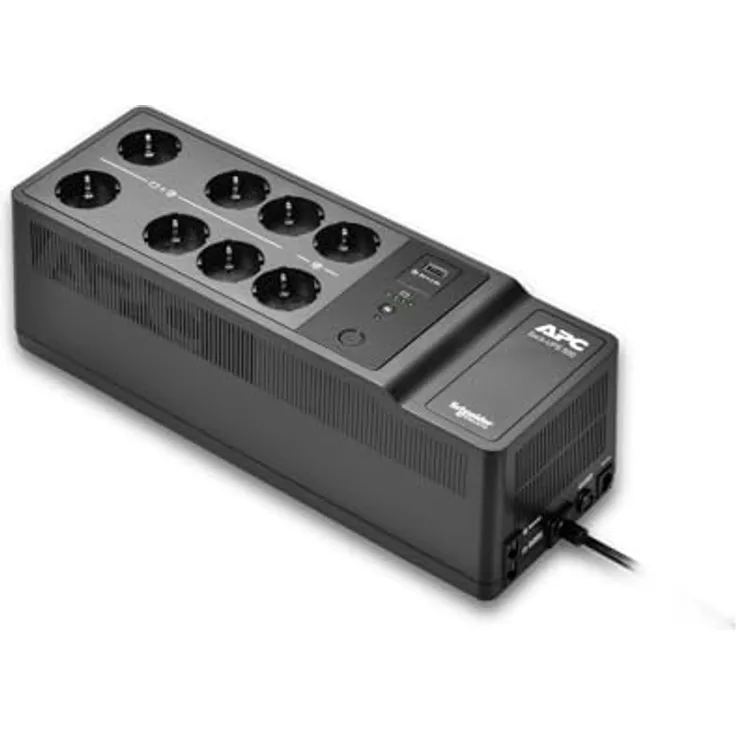 APC Back-UPS BE500G2-GR, Unterbrechungsfreie Stromversorgung mit 500VA Batterie-Backup und 8 Steckdosen - Schwarz