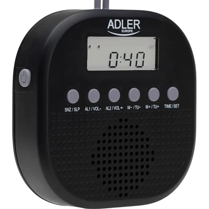 Adler AD 1912 Wasserdichtes Universalradio Batteriebetrieben Radiowecker Snooze Funktion schwarz – Bild 3
