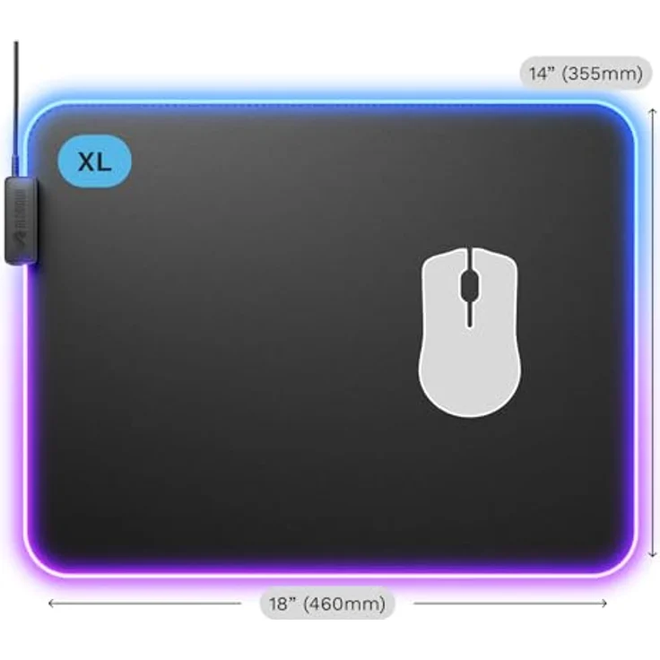 Glorious Mouse Pad 2 GLED XL, RGB Gaming-Mauspad mit 2-Zonen InfiniGlow Beleuchtung, Schwarz – Bild 9