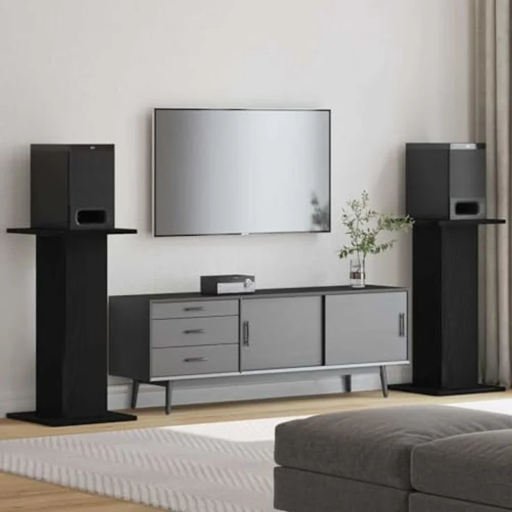 vidaXL Lautsprecherständer 2er Set, Schwarz in Eichen-Optik, 30 x 30 x 60 cm, modernes Möbel für Heimkino und Audio-Geräte – Bild 2