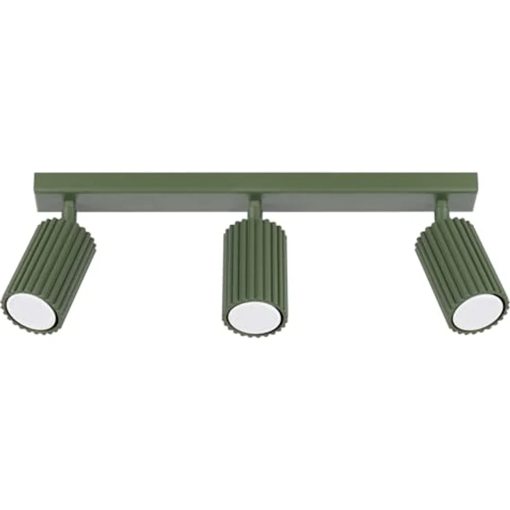 SOLLUX lighting Deckenleuchte Aluminium 3 Flammig 45 x 6,5 x 16,5 cm Karbon Olivgrün – Bild 1